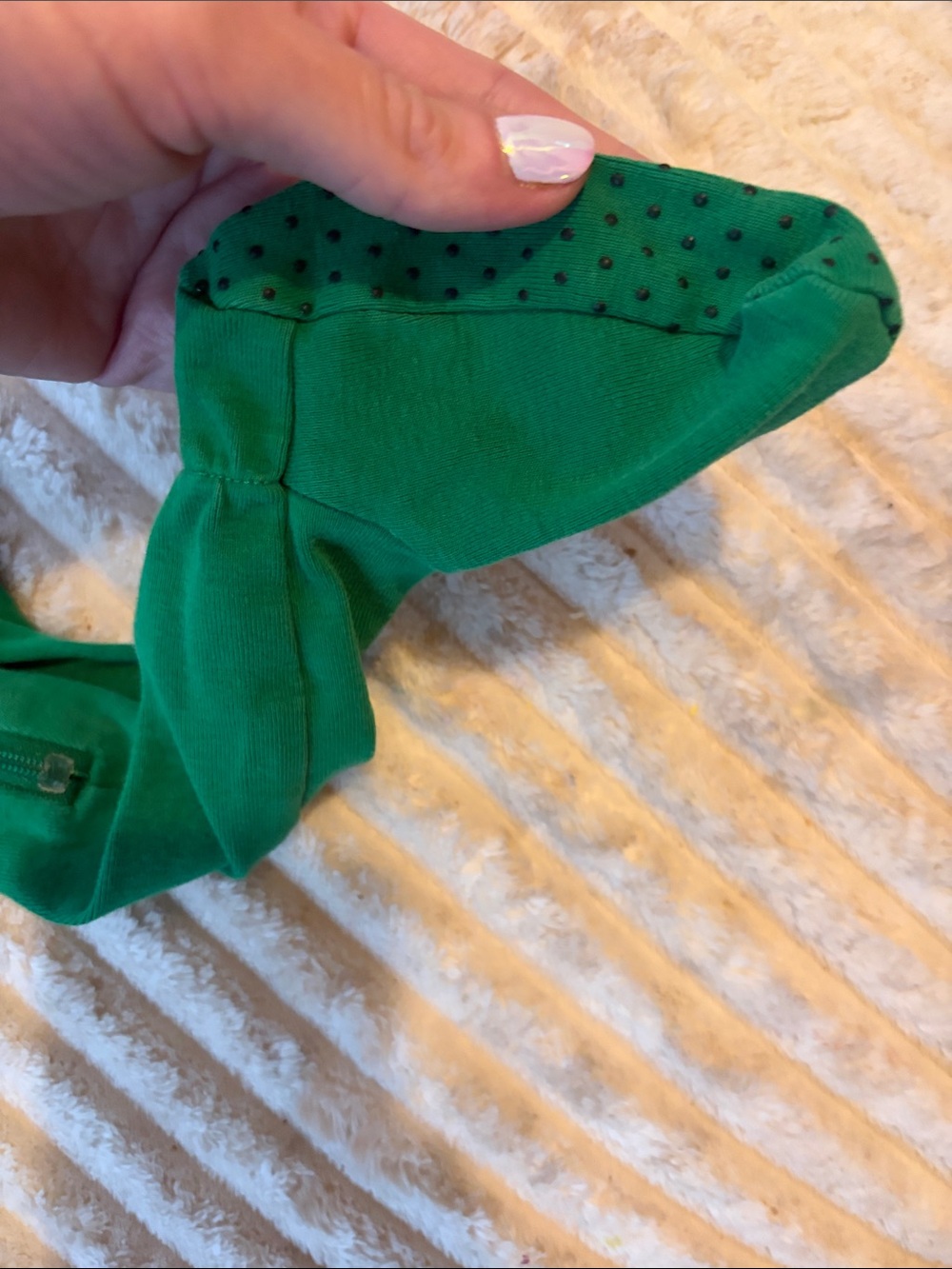 Primary Red & Green Zip-Front Footed One-Pieces - Picture 5 of 5